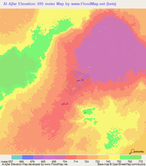 Al Ajfar,Saudi Arabia Elevation Map