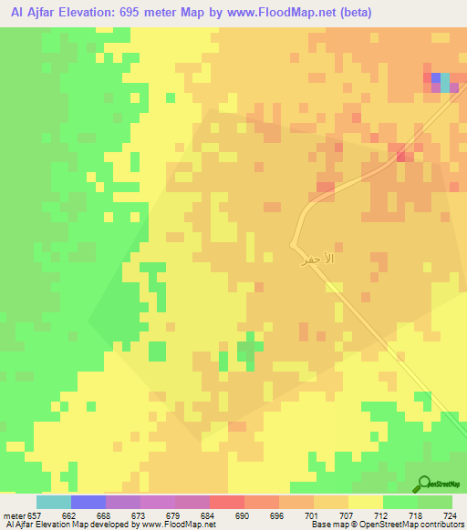 Al Ajfar,Saudi Arabia Elevation Map