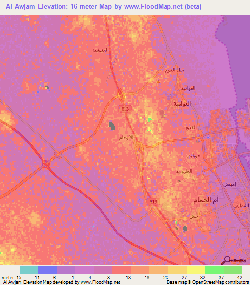 Al Awjam,Saudi Arabia Elevation Map