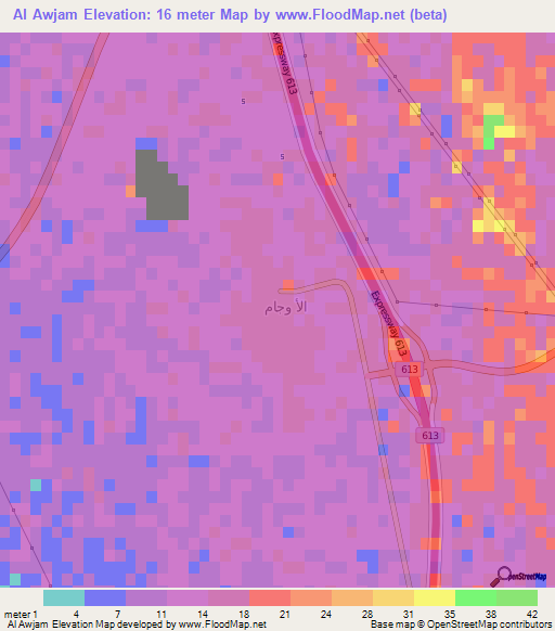 Al Awjam,Saudi Arabia Elevation Map