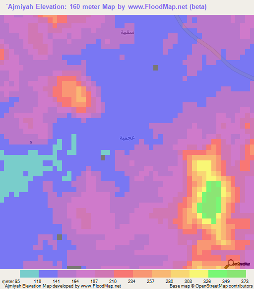 `Ajmiyah,Saudi Arabia Elevation Map