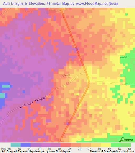 Adh Dhagharir,Saudi Arabia Elevation Map