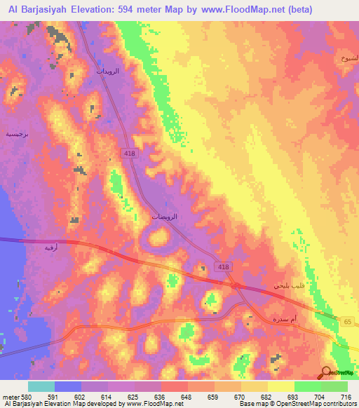 Al Barjasiyah,Saudi Arabia Elevation Map