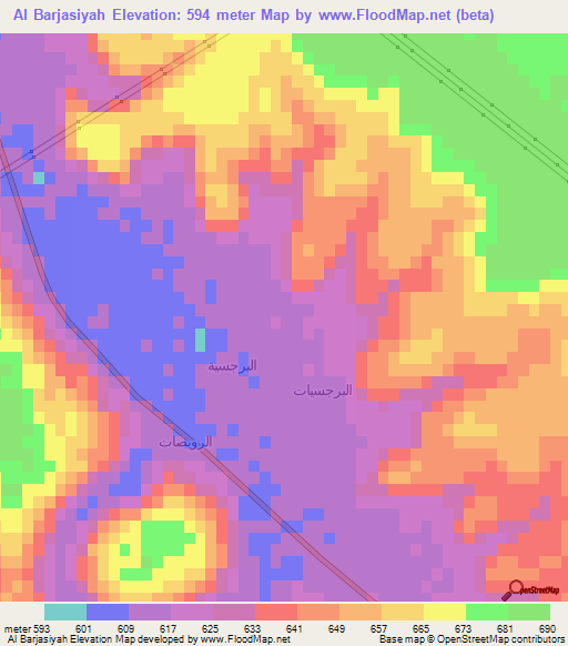 Al Barjasiyah,Saudi Arabia Elevation Map