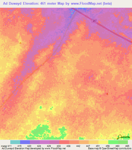 Ad Duwayd,Saudi Arabia Elevation Map