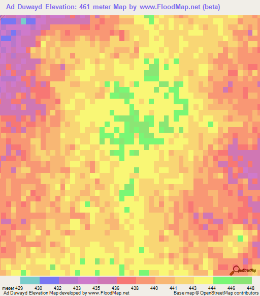 Ad Duwayd,Saudi Arabia Elevation Map