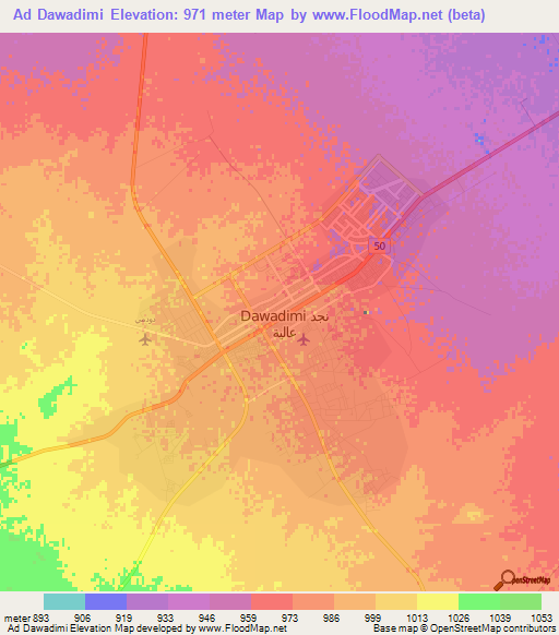 Ad Dawadimi,Saudi Arabia Elevation Map