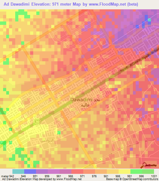 Ad Dawadimi,Saudi Arabia Elevation Map