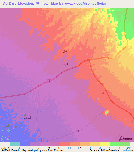 Ad Darb,Saudi Arabia Elevation Map