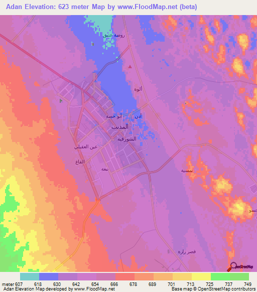 Adan,Saudi Arabia Elevation Map