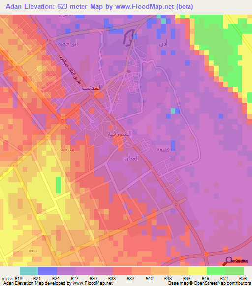 Adan,Saudi Arabia Elevation Map