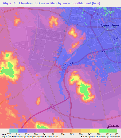 Abyar `Ali,Saudi Arabia Elevation Map