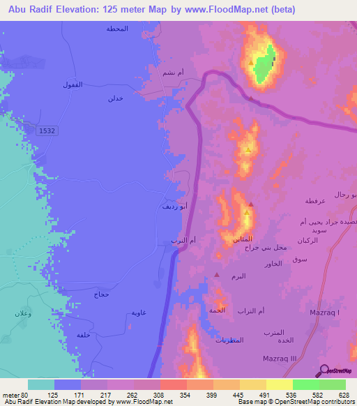 Abu Radif,Saudi Arabia Elevation Map