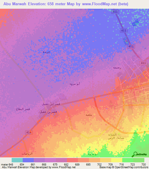 Abu Marwah,Saudi Arabia Elevation Map