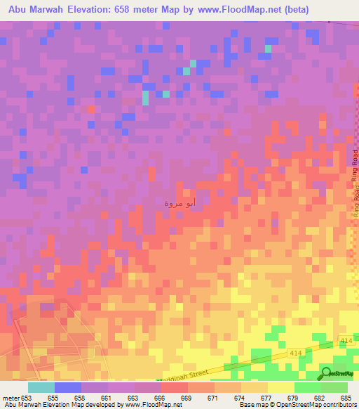 Abu Marwah,Saudi Arabia Elevation Map