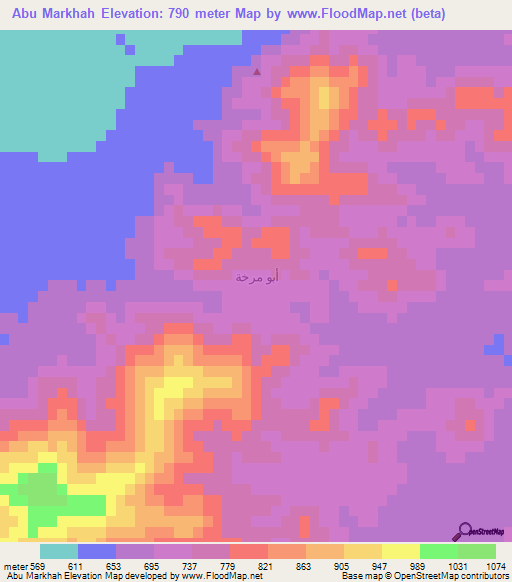 Abu Markhah,Saudi Arabia Elevation Map