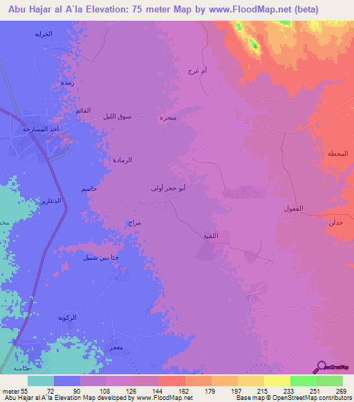 Abu Hajar al A`la,Saudi Arabia Elevation Map