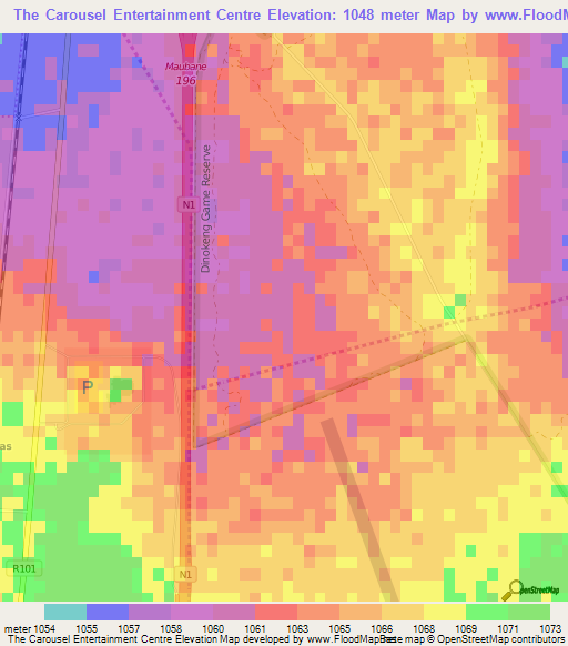 The Carousel Entertainment Centre,South Africa Elevation Map