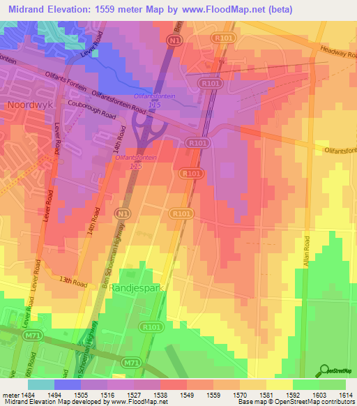 Midrand,South Africa Elevation Map