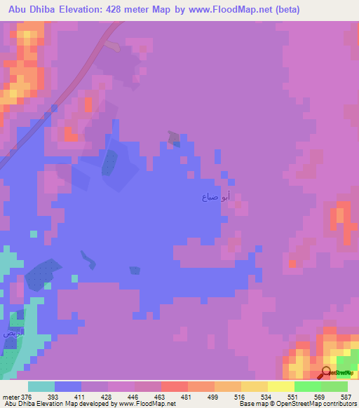 Abu Dhiba,Saudi Arabia Elevation Map