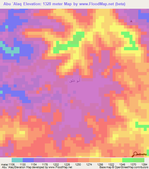 Abu `Alaq,Saudi Arabia Elevation Map