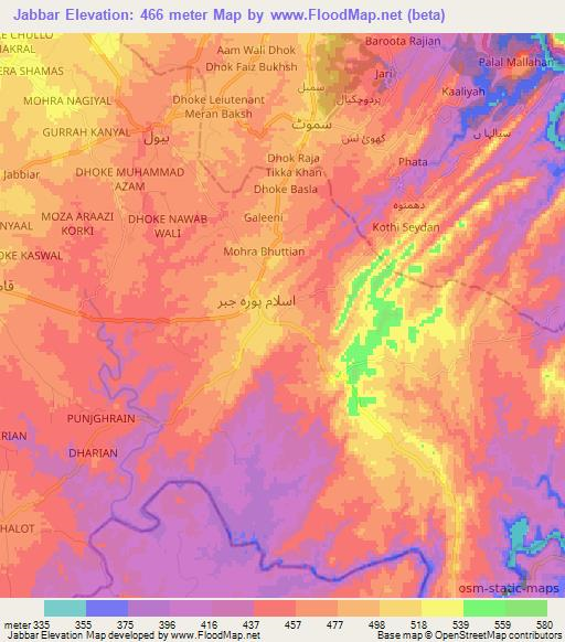 Jabbar,Pakistan Elevation Map