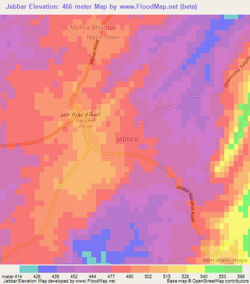 Jabbar,Pakistan Elevation Map