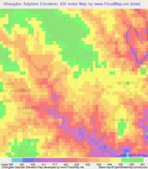 Dhangdev Saiyidan,Pakistan Elevation Map