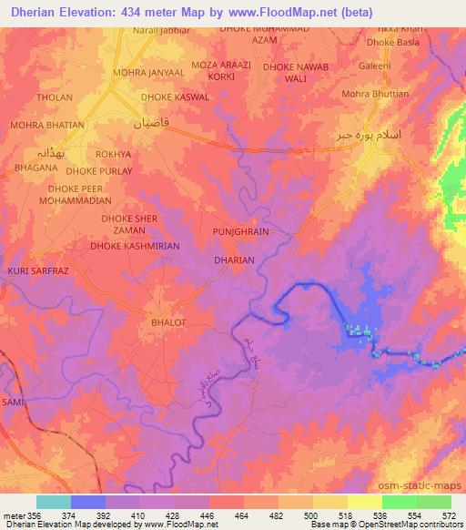 Dherian,Pakistan Elevation Map