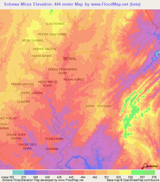 Sohawa Mirza,Pakistan Elevation Map