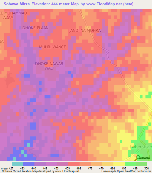 Sohawa Mirza,Pakistan Elevation Map