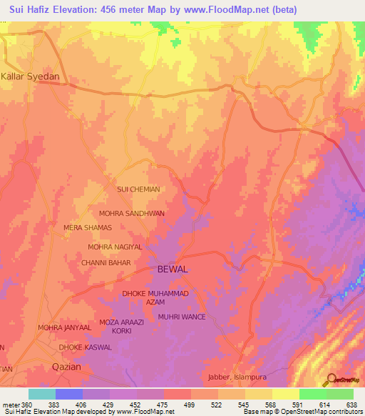 Sui Hafiz,Pakistan Elevation Map