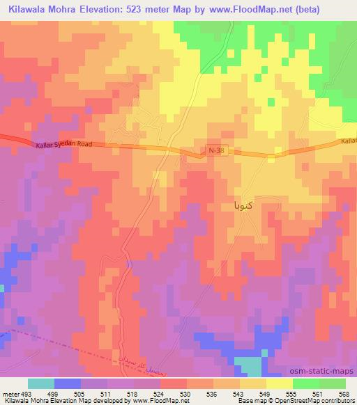 Kilawala Mohra,Pakistan Elevation Map