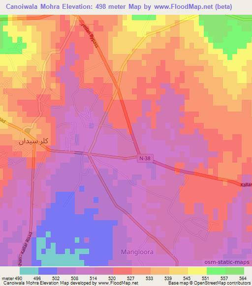 Canoiwala Mohra,Pakistan Elevation Map
