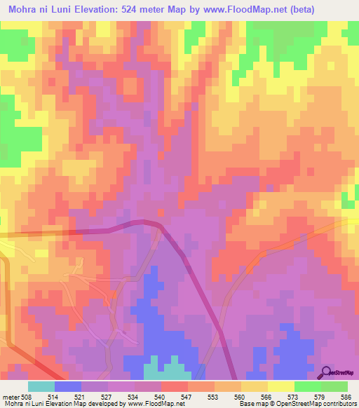 Mohra ni Luni,Pakistan Elevation Map