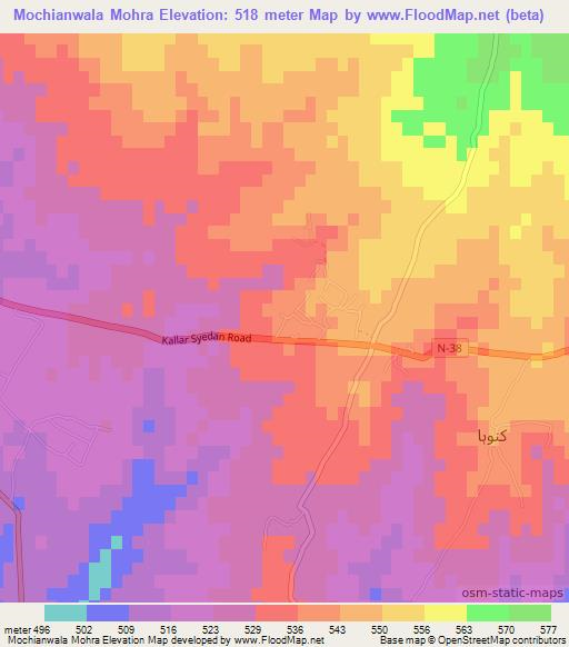 Mochianwala Mohra,Pakistan Elevation Map