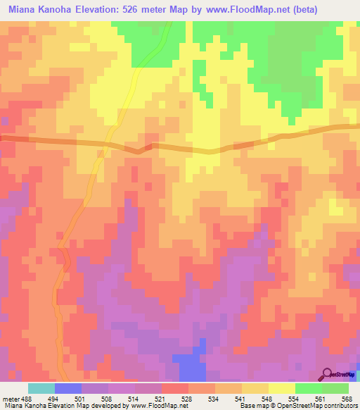 Miana Kanoha,Pakistan Elevation Map