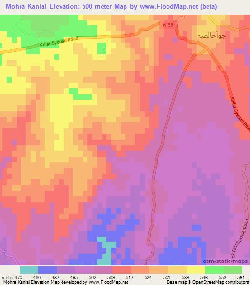 Mohra Kanial,Pakistan Elevation Map