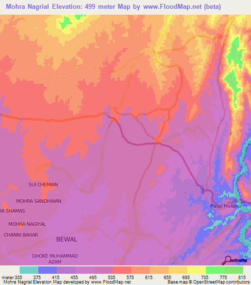 Mohra Nagrial,Pakistan Elevation Map