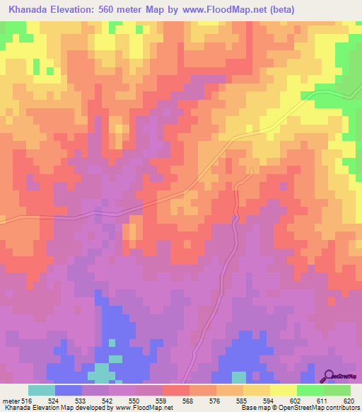 Khanada,Pakistan Elevation Map