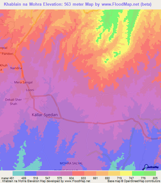 Khablain na Mohra,Pakistan Elevation Map