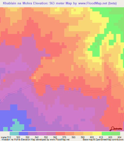 Khablain na Mohra,Pakistan Elevation Map