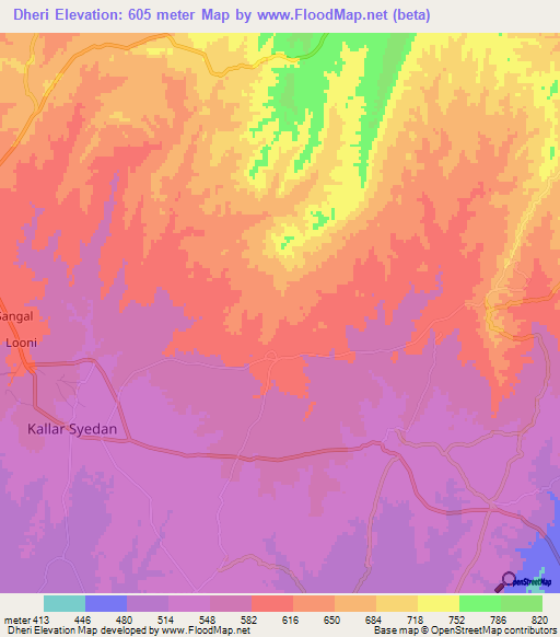 Dheri,Pakistan Elevation Map