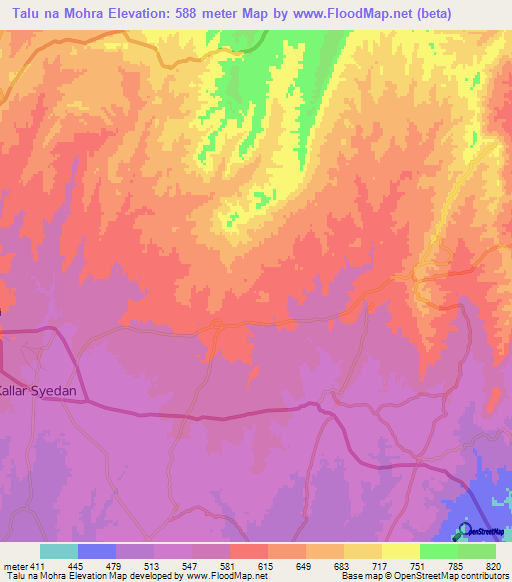 Talu na Mohra,Pakistan Elevation Map