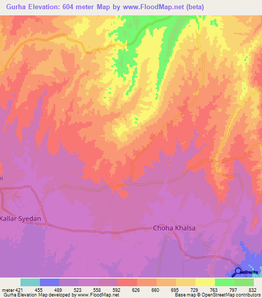 Gurha,Pakistan Elevation Map