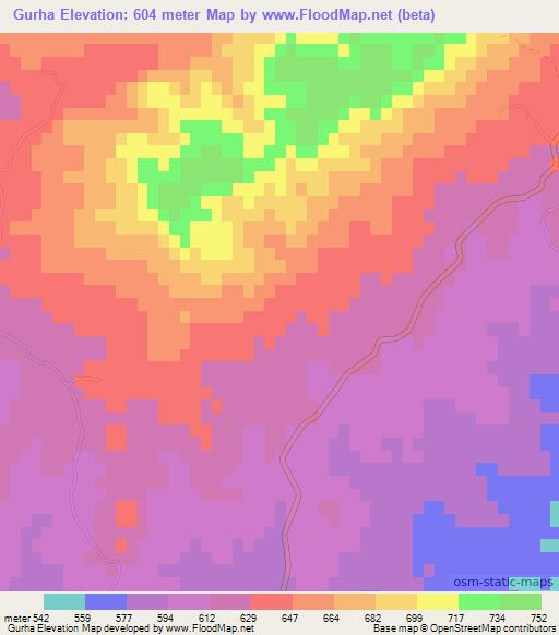 Gurha,Pakistan Elevation Map