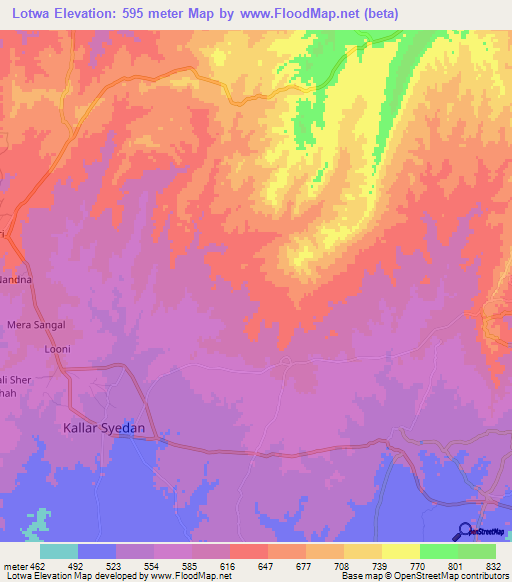 Lotwa,Pakistan Elevation Map