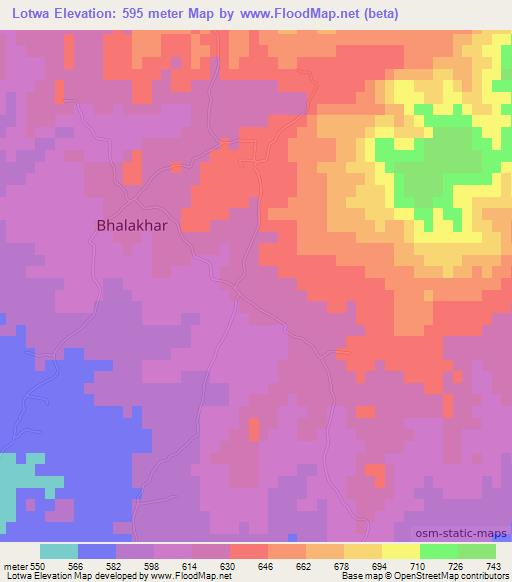 Lotwa,Pakistan Elevation Map