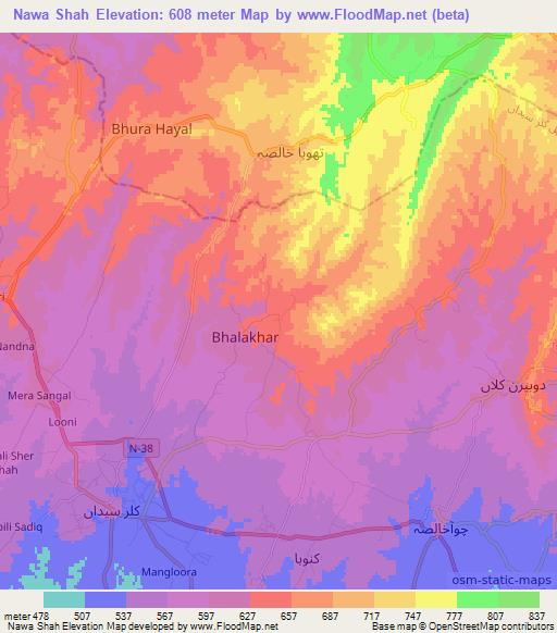 Nawa Shah,Pakistan Elevation Map