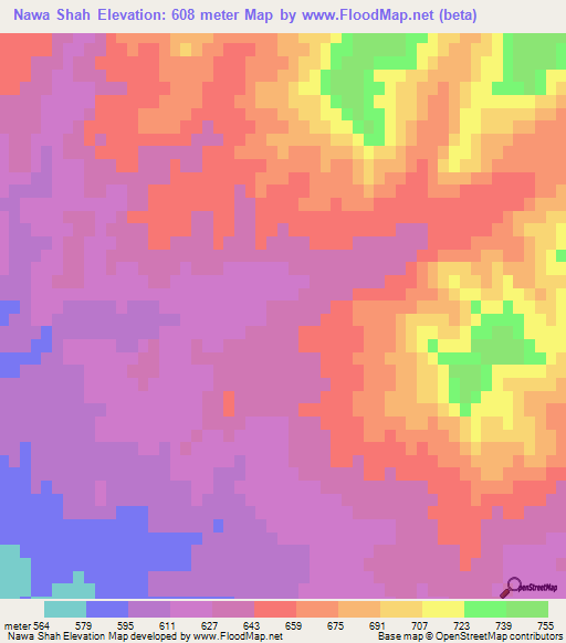 Nawa Shah,Pakistan Elevation Map